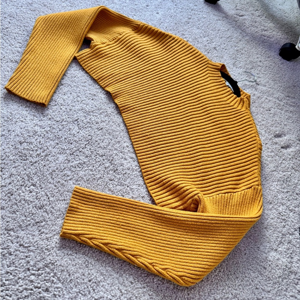 Mimosa Women's Mustard Cropped Turtleneck Sweater